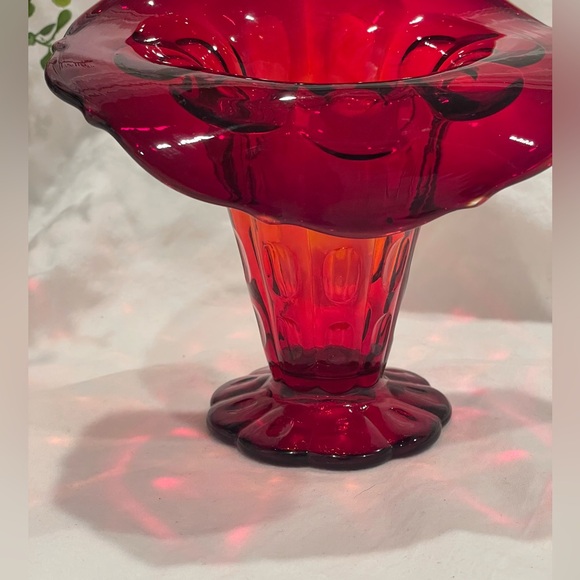 Fenton Ruby Red & Amber “Amberina” Tulip-Shaped Vase / Dish / Centerpiece. EUC - Picture 2 of 12